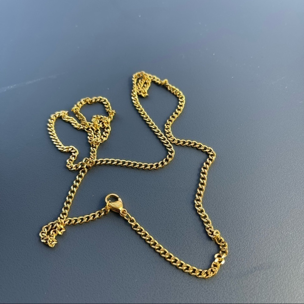 ADORNIA 14K Gold Vermeil 3mm Cuban Link Chain New